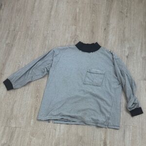 Vintage unisex Striped Long Sleeve Shirt with Pocket